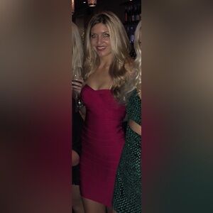 Herve Leger pink strapless bandeau mini dress XXS